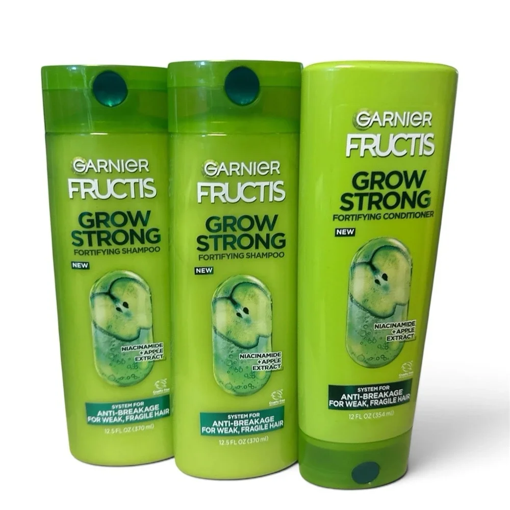 Garnier Fructis Grow Strong 12 & 12.5 oz 2 Shampoo 1 Conditioner Sets Weak Hair